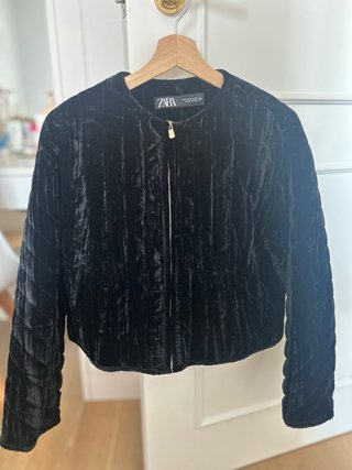 Chaqueta Zara Terciopelo Negra Talla M