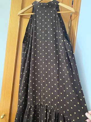 Vestido largo Zara halter lunares marrón