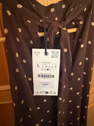 Vestido largo Zara halter lunares marrón