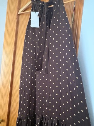 Vestido largo Zara halter lunares marrón