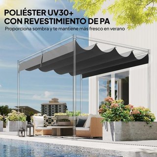 Techo Repuesto Cenador 4x3m Retráctil 8 Orificios