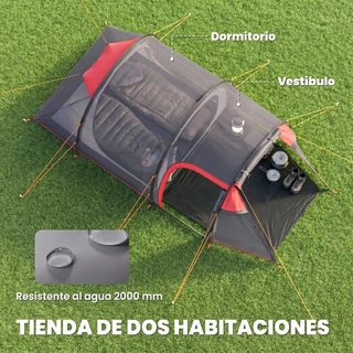 Tienda Campaña 2 Personas Plegable con Vestíbulo