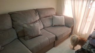 Sofá modular beige de tela