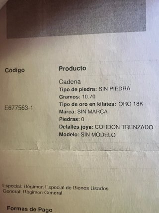 Cadena de oro estilo soga