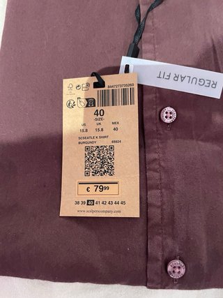 Camisa Scalpers Regular Fit Burdeos Talla 40