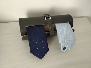 Porta cravatte/cinture grigio e beige