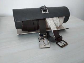 Porta cravatte/cinture grigio e beige