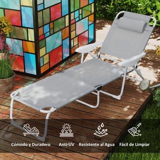 Tumbona Plegable Respaldo Ajustable Reposacabezas