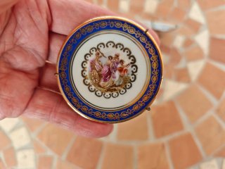 Pareja Mini Platos Porcelana Limoges Azul Cobalto