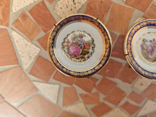 Pareja Mini Platos Porcelana Limoges Azul Cobalto