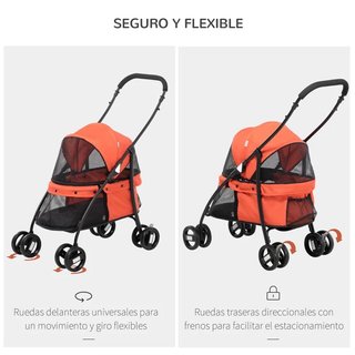 Cochecito Perros Pequeños Plegable Malla Rojo