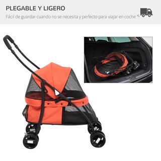 Cochecito Perros Pequeños Plegable Malla Rojo