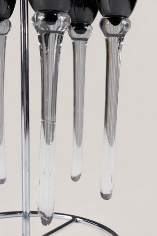 6 Flute Nere con Portacalici Cromato Anni '80