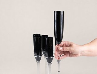 6 Flute Nere con Portacalici Cromato Anni '80