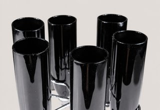 6 Flute Nere con Portacalici Cromato Anni '80