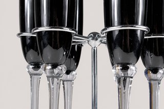 6 Flute Nere con Portacalici Cromato Anni '80
