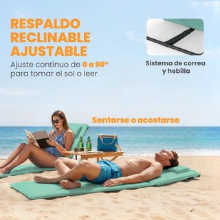 2 Esterillas Playa Plegables Reposacabezas Verde