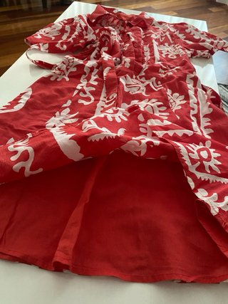Vestido camisero estampado rojo y blanco
