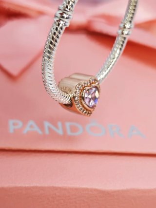 Pandora Charm Corazón Rosa y Circonita Ale s925