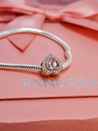 Pandora Charm Corazón Rosa y Circonita Ale s925