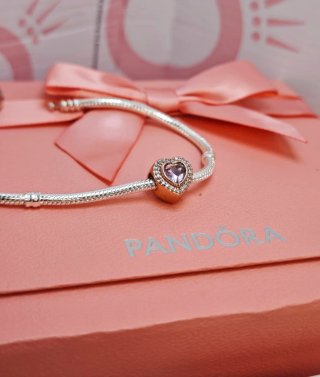 Pandora Charm Corazón Rosa y Circonita Ale s925