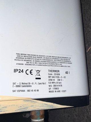 Termo electrico 40L Marca Thermor