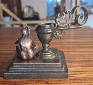 Palmatoria Bronce Neoclásica Músico Arpista