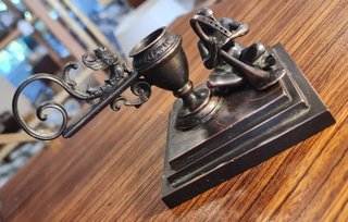 Palmatoria Bronce Neoclásica Músico Arpista