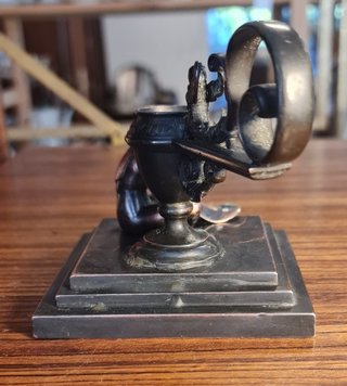 Palmatoria Bronce Neoclásica Músico Arpista