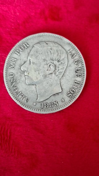 Moneda 5 Pesetas 1885*85Plata Alfonso XII