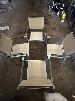 Juego de 4 Sillas de Jardín Beige y Gris