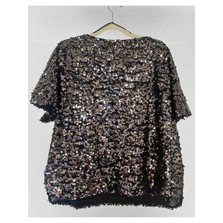 Top de lentejuelas negras H&M manga corta M