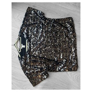 Top de lentejuelas negras H&M manga corta M