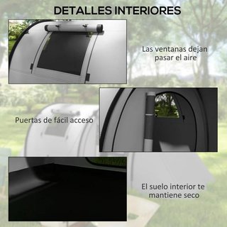 Tienda Campaña 3 Personas Impermeable 3000mm Verde