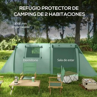 Tienda Campaña 3 Personas Impermeable 3000mm Verde