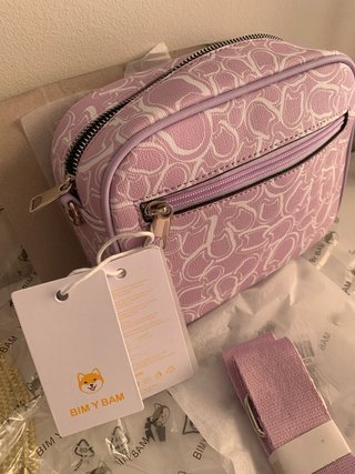 Bolso bandolera BIM BAM lila y blanco