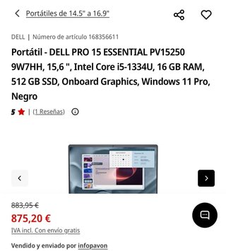 Portátil Dell Negro Nuevo a estrenar