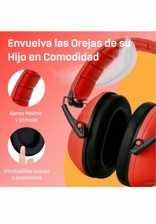 Orejeras Protección Ruido Niños Rojas
