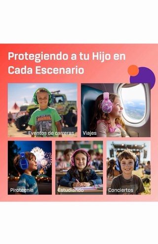 Orejeras Protección Ruido Niños Rojas