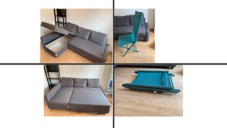 Mobiliario completo: cama nevera lavadora sofa...