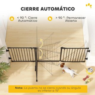 Barrera Perros 3 Paneles Plegable con Puerta 202cm
