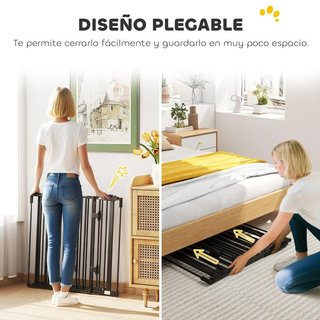 Barrera Perros 3 Paneles Plegable con Puerta 202cm