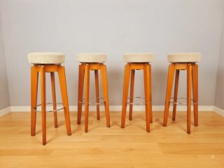 4 Taburetes Altos Madera Años 70