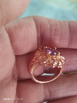 Anillo Flor Lila Chapado Oro Rosa Talla 18