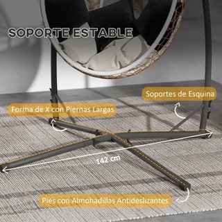 Soporte Silla Colgante Acero con Portavasos Negro