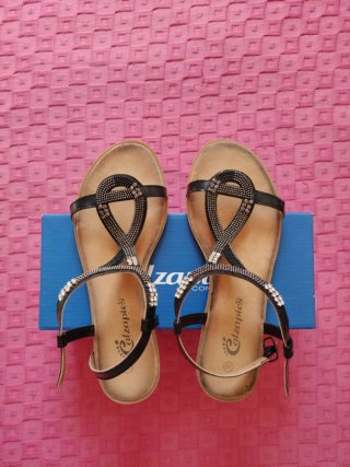 Sandalias Calzapies Negro/Dorado