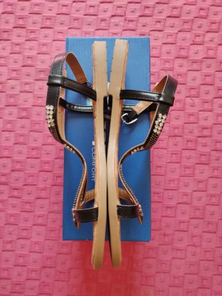 Sandalias Calzapies Negro/Dorado