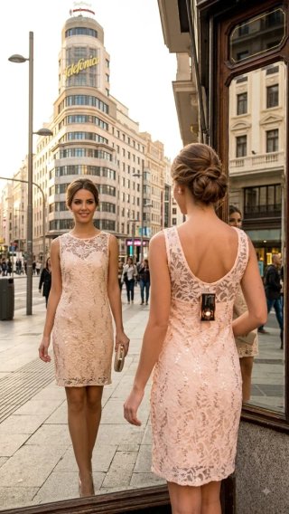 Vestido elegante rosa y dorado