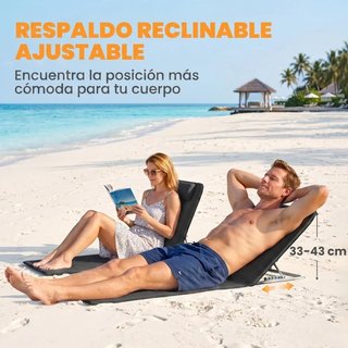Pack 2 Esterillas Reclinables con Respaldo Negro