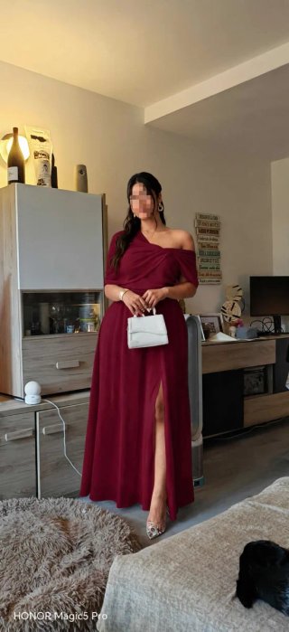 Vestido largo burdeos fiesta talla XXXL